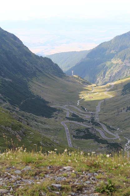 A winding road through a valley