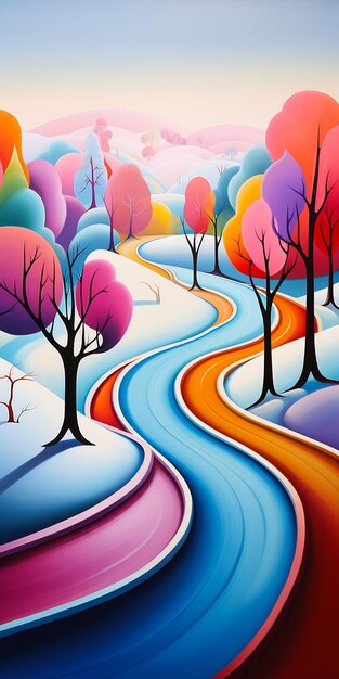 Foto strada tortuosa alberi persona che cammina ricco lunatico colori freddi principessa rave snellire stagioni collinari