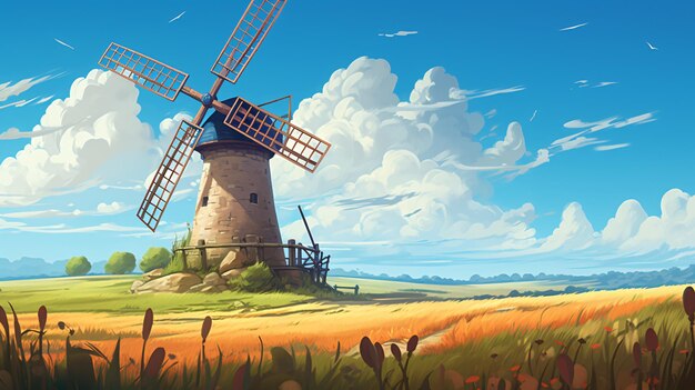 Photo windmill illustration