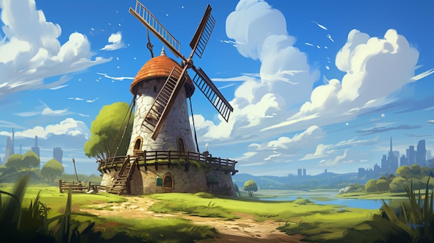 Photo windmill illustration