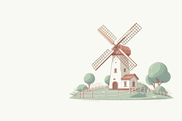 Windmill on white background Space for text