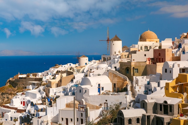 Windmill and white houses, Oia, Santorini, Greece