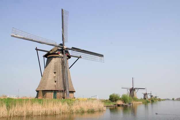 Windmills on the canal bank