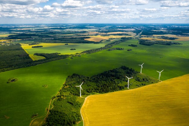 Windmills on the of forests and fields