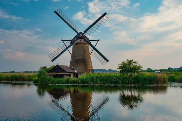 Windmills at Kinderdijk in Holland Netherlands