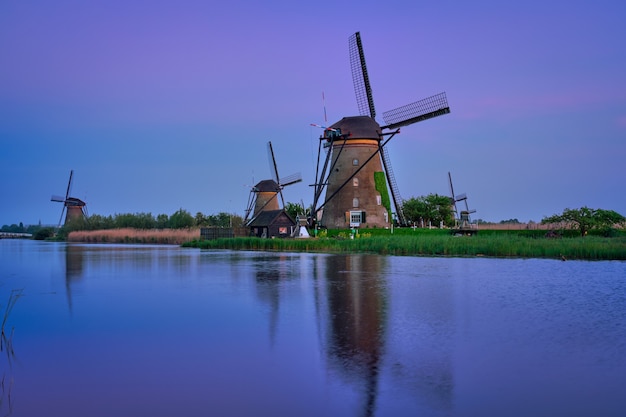 Windmills at kinderdijk in holland netherlands