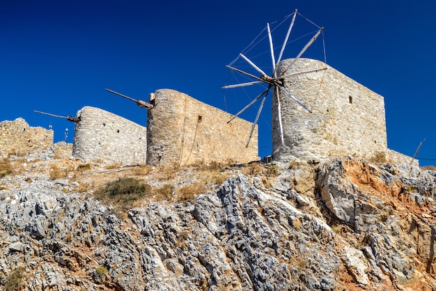 Windmills of the Lasithi plateau Crete Greece