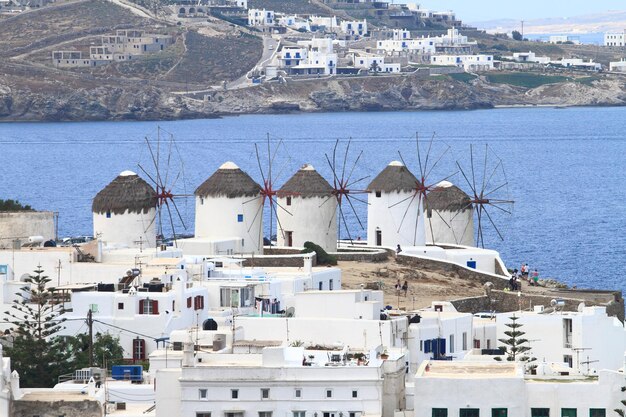 Ветряные мельницы острова Миконос в Греции