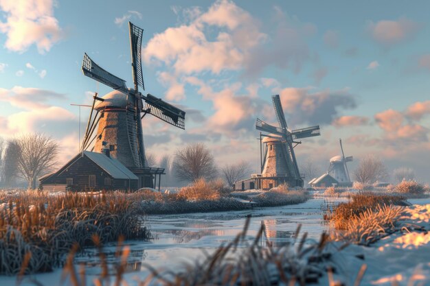 Photo windmills in a rural area