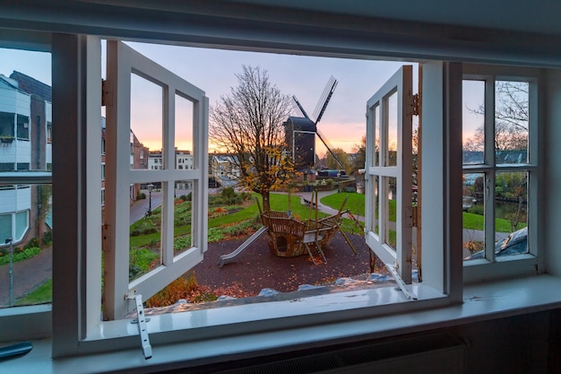 Windmolen De Put in Leiden Nederland