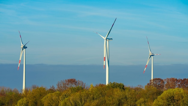 Windmolens windturbines boerderij stroomgeneratoren Productie van hernieuwbare groene energie