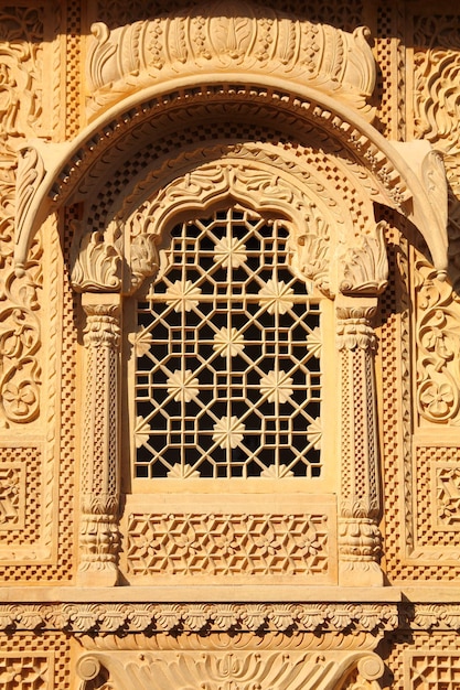 Window of beautiful ornamental building in india