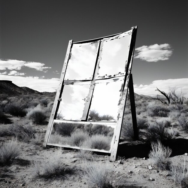 Photo window in the desert of arizona usa black and white