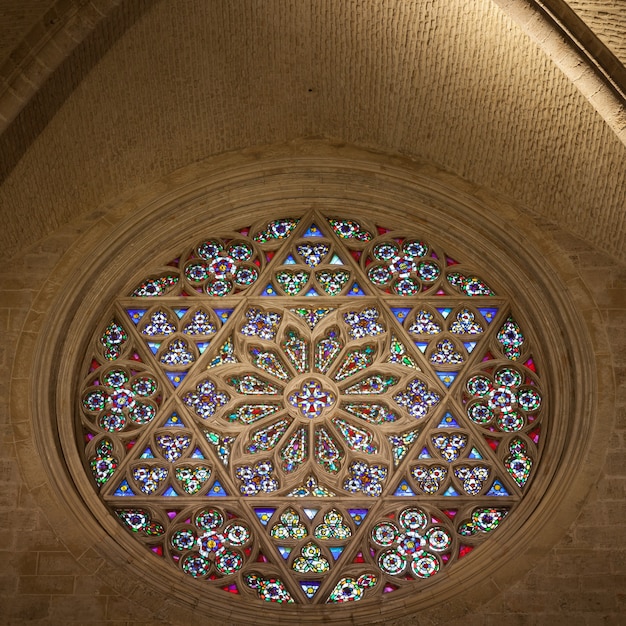 Photo window detail interior of a gothic catholic cathedral