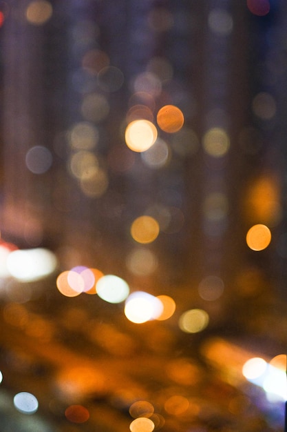 Window to the night city bokeh blurred focus background