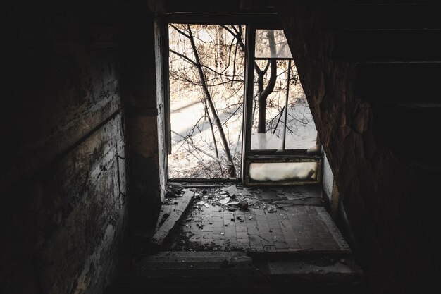 Photo window of old abandoned building