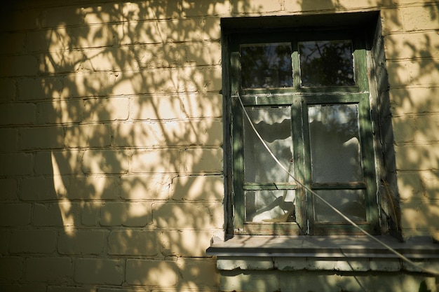 The window of the old house Nice house in the village with white bricks