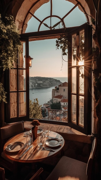 A window overlooking the sea in lisbon