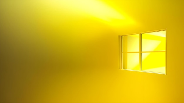 Photo a window in a room with a yellow background