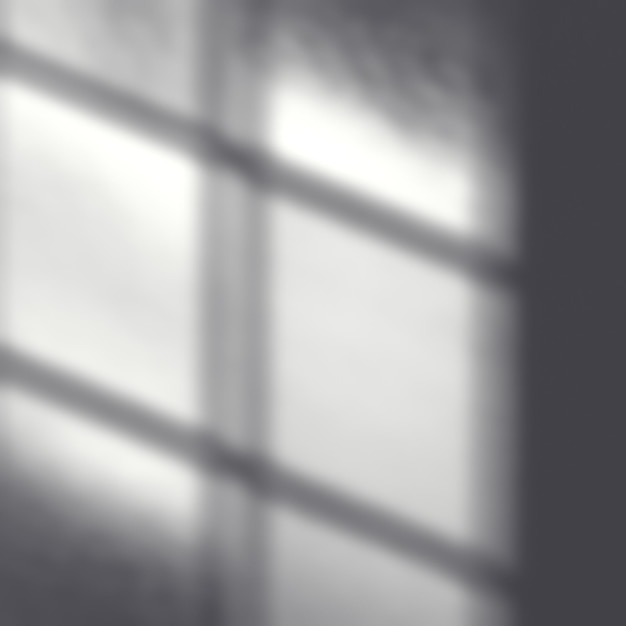 Photo window shadow effect overlay blurred reflection of window frame blinds on empty white wall