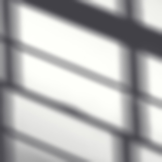 Window Shadow Effect Overlay Blurred Reflection of Window Frame Blinds on Empty White Wall