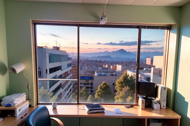 A window that has the word " mountain " on it