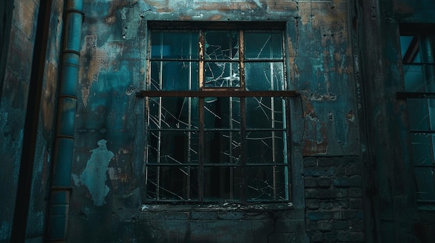 a window with bars that say  broken  on it