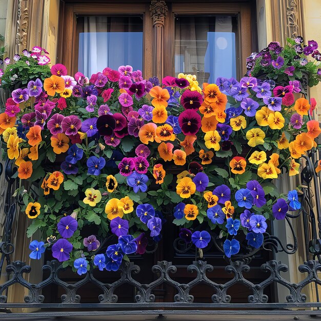 Foto una finestra con una scatola di fiori sul lato