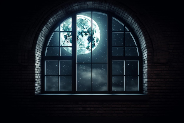 A window with the moon and stars on it