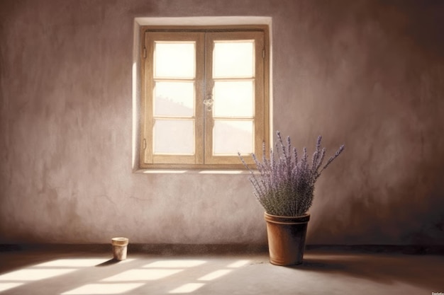 A window with a potted plant