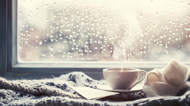 A window with raindrops as the background