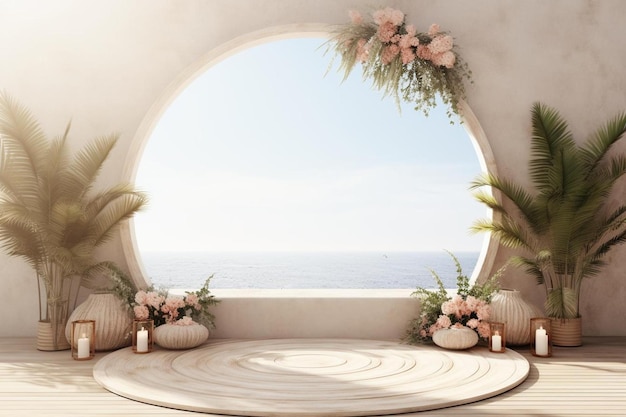 a window with a view of the ocean and the ocean.