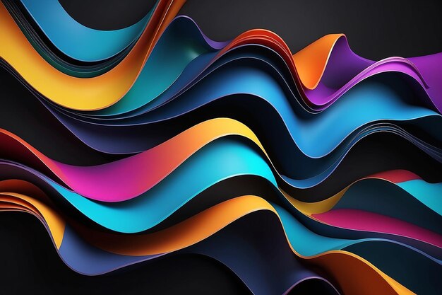 Windows 11 Style Dark Wavy Abstraction on Colorful Background