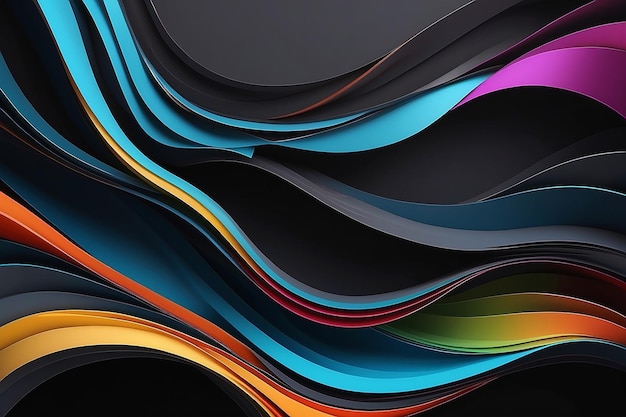 Windows 11 Style Dark Wavy Abstraction on Colorful Background