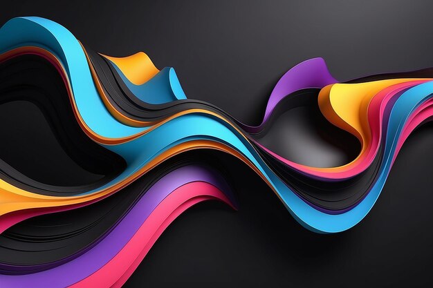 Windows 11 Style Dark Wavy Abstraction on Colorful Background