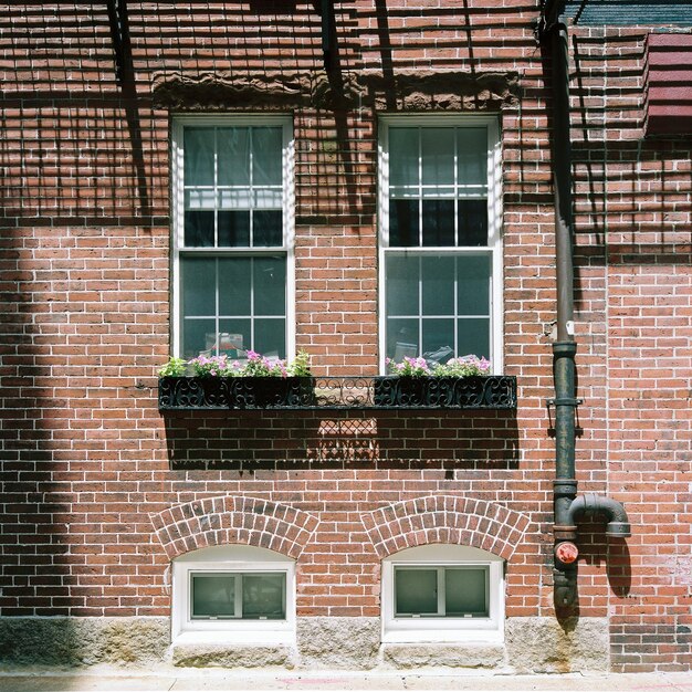 Photo windows of brick building