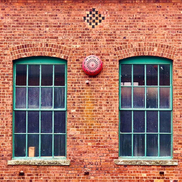 Photo windows in brick wall