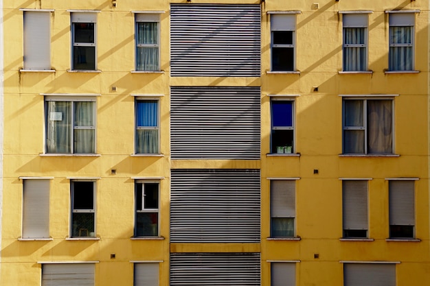 windows on the facade of the building architecture in Bilbao