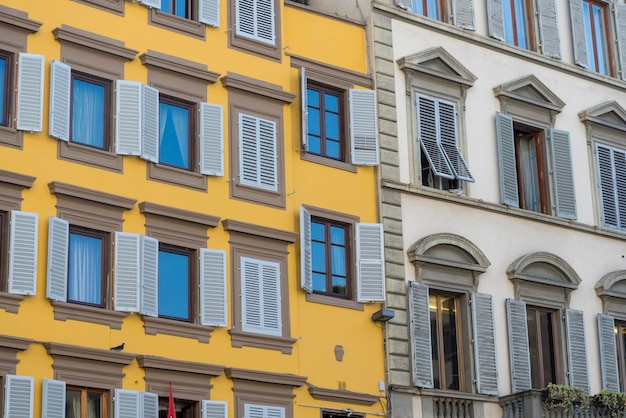 Windows of houses of old houses of Rome in Italy