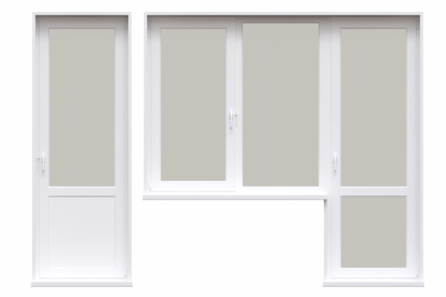 windows in the interior isolated on white background 3D illustration cg render