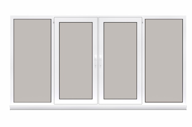 windows in the interior isolated on white background 3D illustration cg render