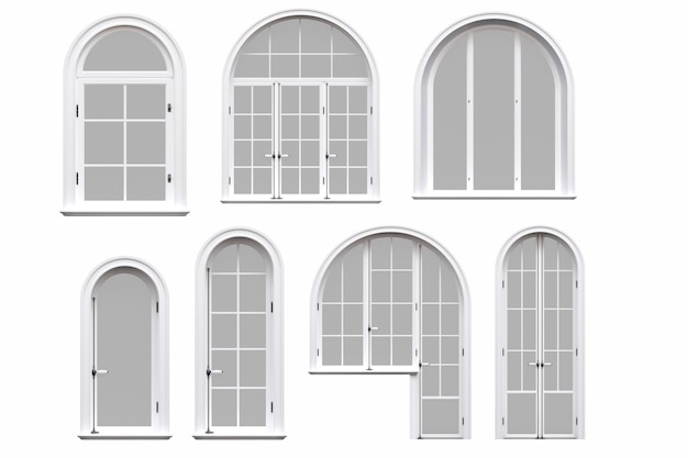 windows in the interior isolated on white background 3D illustration cg render