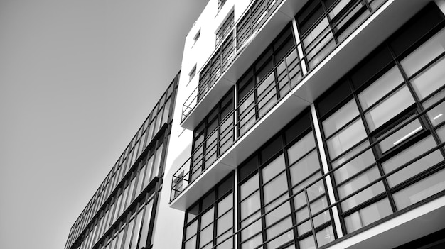 The windows of a modern building for offices Business buildings architecture Black and white