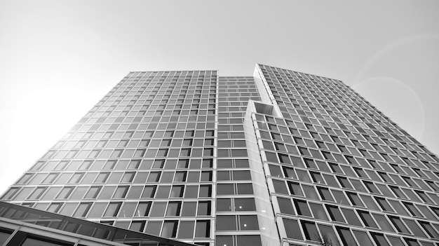 The windows of a modern building for offices Business buildings architecture Black and white