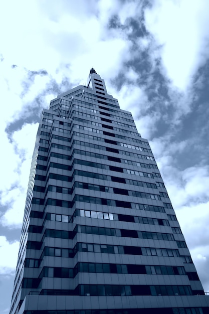 Windows of modern city building at duotone style