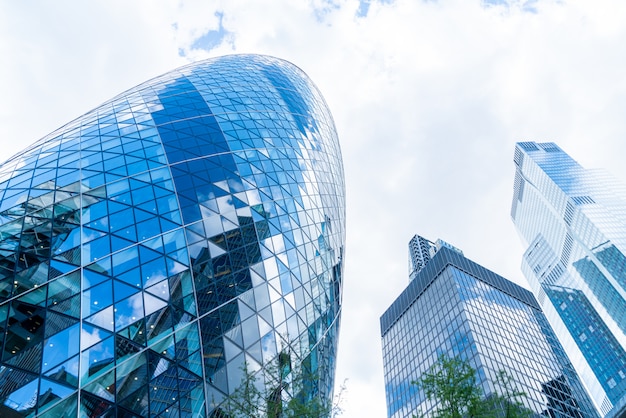 Windows of Skyscraper Business Office with blue sky