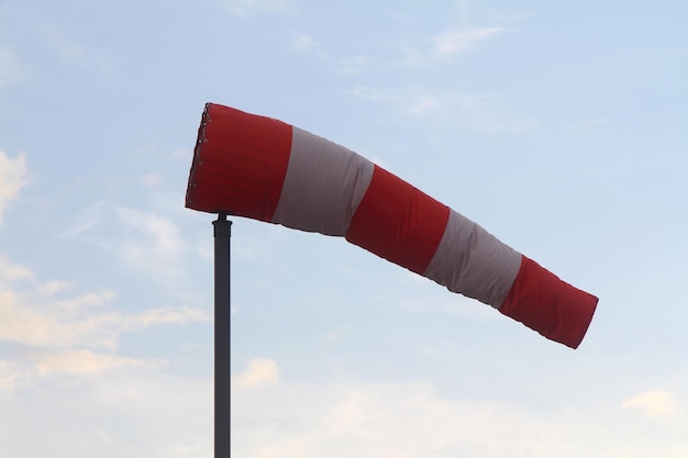 Windsock indicator of wind on runway airport