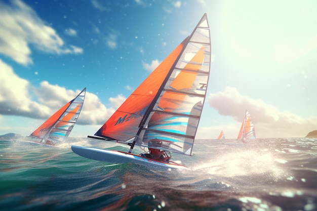 Windsurfers in tropical waters