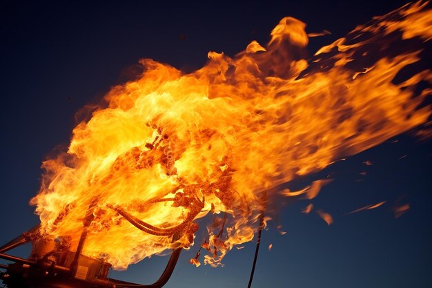 Foto fiamme spazzate dal vento da un'alta vetta