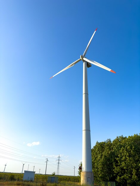 Windturbine is een bron van hernieuwbare milieuefficiënte elektriciteit